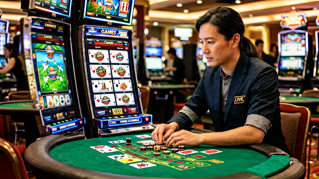 Live Dealer ဇယားပေါ်ရှိ ရူလက်ဘီးနှင့် ကတ်ဖြန့်ခြင်းလုပ်ငန်းစဉ်ကို အနီးကပ်ဖော်ပြထားသော မြင်ကွင်း