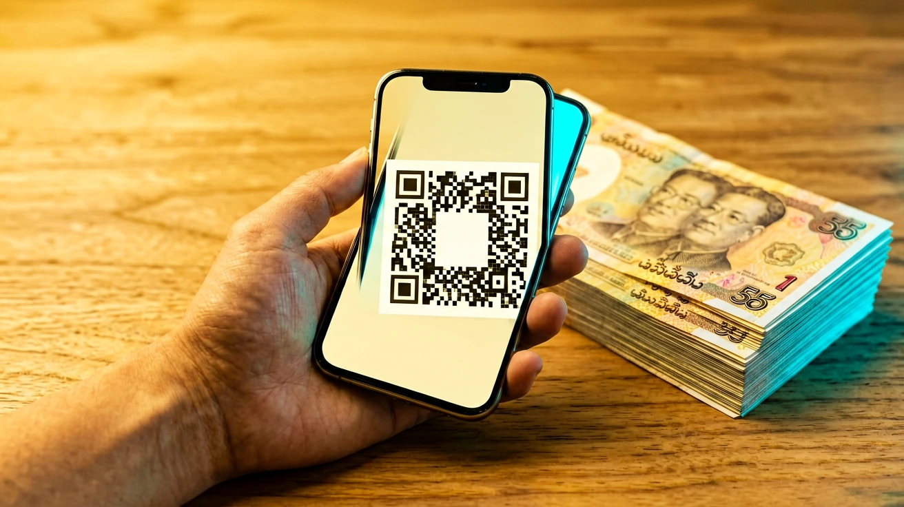 KBZPay QR ကုဒ်နှင့် ကျပ်ငွေစက္ကူများ