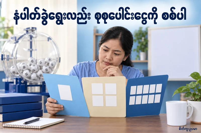 တူညီသော ထီဘတ်ဂျက်3,000 ကို ဂဏန်း1၊4၊10 ခု ခွဲလျှင် ဘာကွာသလဲ — စိတ်ကူးထီဆိုင်ရာ သရုပ်ဖော်ပုံ။