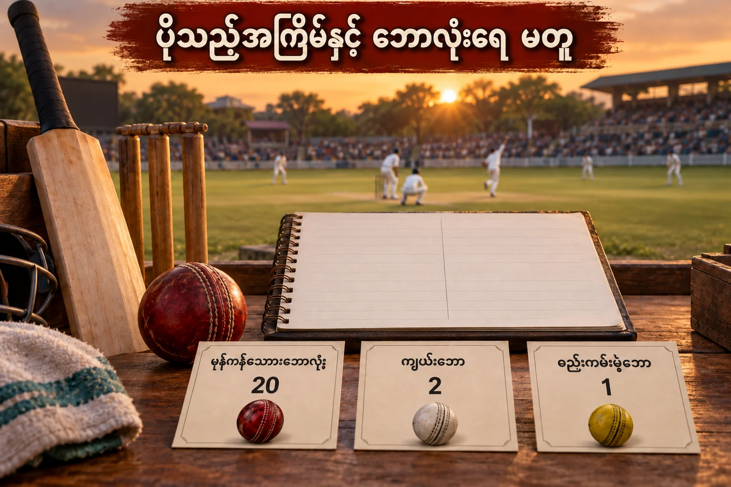 ကရစ်ကတ်ကွင်းနှင့် valid ball၊ wide၊ no ball ကို သီးခြားစာရင်းချထားပုံ
